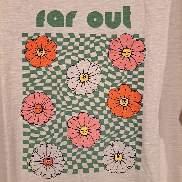 Suburban Riot SBR Far Out Boyfriend Tee Funky Flowers Groovy Size Large NWOT - Picture 3 of 7